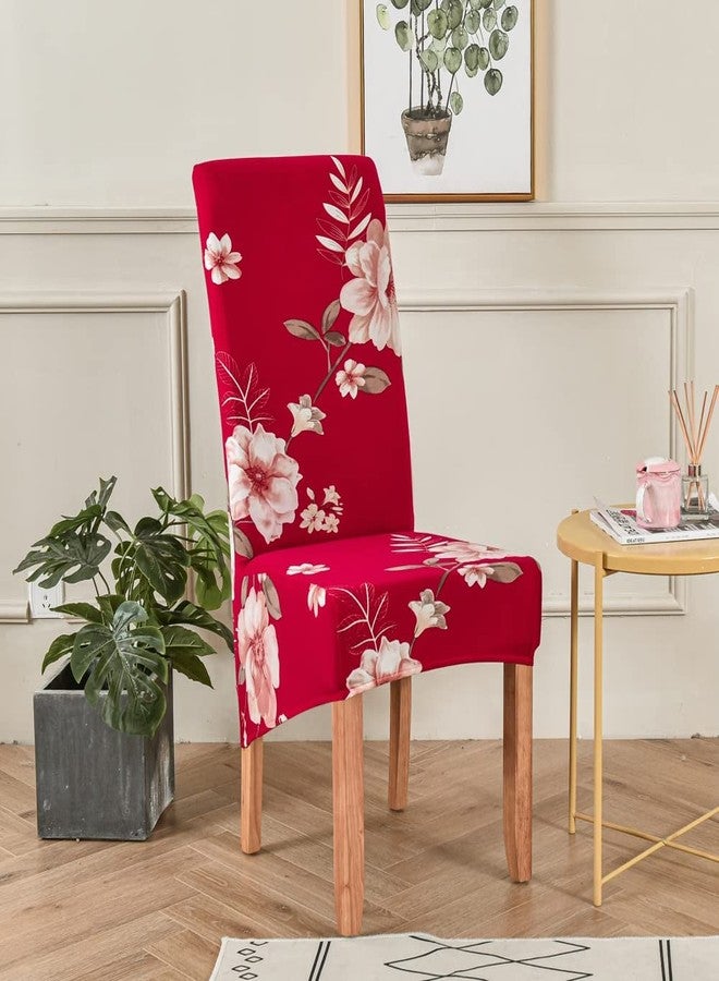Deisy Dee XL/Oversized Removable Washable Soft Spandex Extra Large Dining Room Chair Covers for Kitchen (red Flower, 2) - Image 2